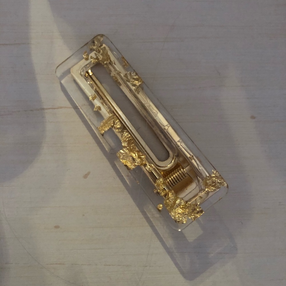 Golden Flakes Clear Hair Clip